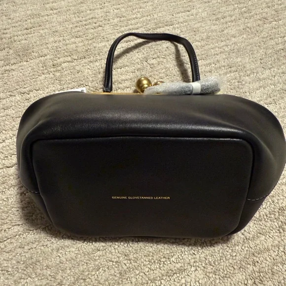 Coach black leather kisslock frame bag 16 top handle crossbody - Picture 6 of 6